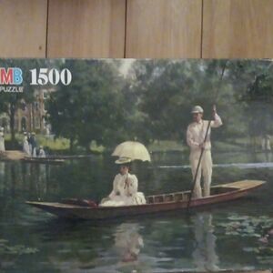 1500-Piece 'Punting on the River' Jigsaw Puzzle - White, Green